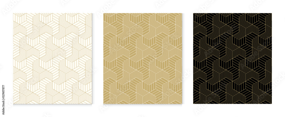 Poster Luxury background pattern seamless line abstract gold color design. Christmas background vector.