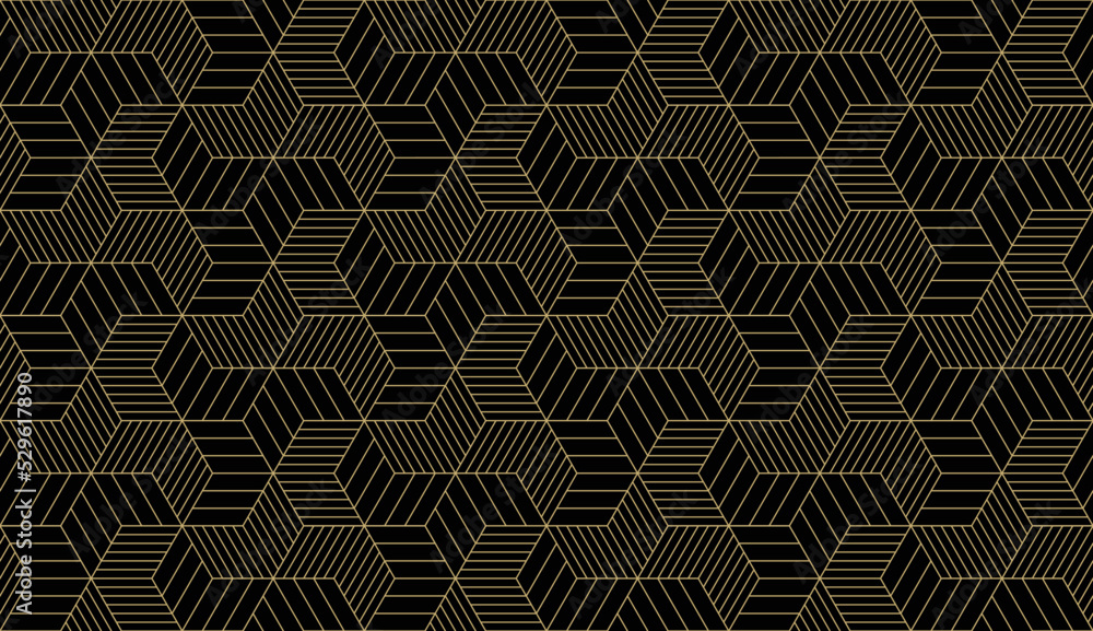 Poster Luxury background pattern seamless line abstract gold color design. Christmas background vector.