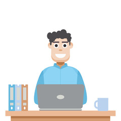 Man Playing Laptop Work From Home