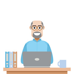 Man Playing Laptop Work From Home