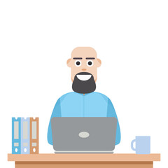 Man Playing Laptop Work From Home