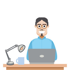 Man Playing Laptop Work From Home