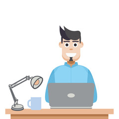 Man Playing Laptop Work From Home