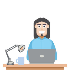 Man Playing Laptop Work From Home