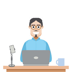 Man Playing Laptop Work From Home