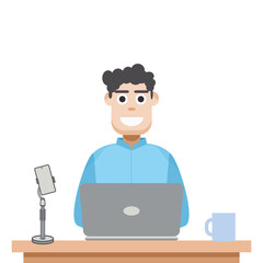 Man Playing Laptop Work From Home