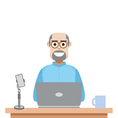 Man Playing Laptop Work From Home