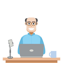 Man Playing Laptop Work From Home