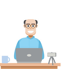 Man Playing Laptop Work From Home