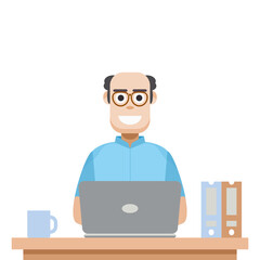 Man Using Laptop For Work From Home Wear Hoodie