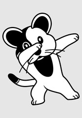 cute animal character art design BW