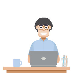 Man Playing Laptop Work From Home