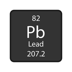 Lead symbol. Chemical element of the periodic table. Vector illustration.