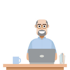 Man Playing Laptop Work From Home