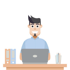 Man Playing Laptop Work From Home