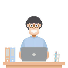 Man Playing Laptop Work From Home