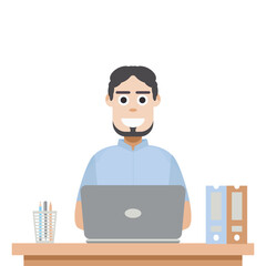 Man Playing Laptop Work From Home