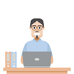 Man Playing Laptop Work From Home