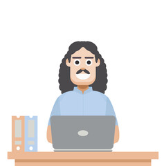 Man Playing Laptop Work From Home