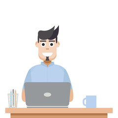 Man Playing Laptop Work From Home