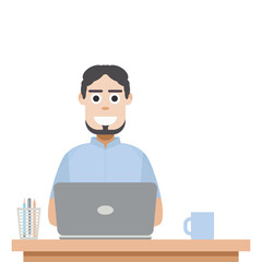 Man Playing Laptop Work From Home