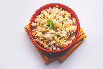 Bhagar - Indian fasting or upwas food recipe made using Barnyad millet rice grains or Sanwa, Samwa