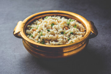 Bhagar - Indian fasting or upwas food recipe made using Barnyad millet rice grains or Sanwa, Samwa - obrazy, fototapety, plakaty