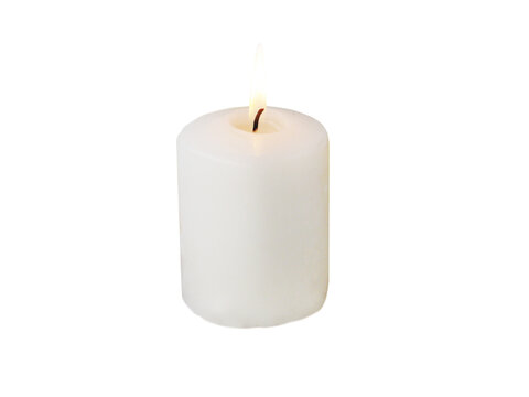 White burning decorative candle isolated transparent png.