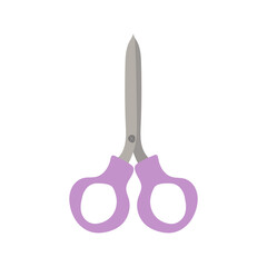 purple color scissors illustration. school stationery vector illustration