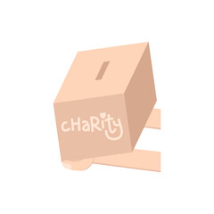 Hand Holding Charity Donating Box