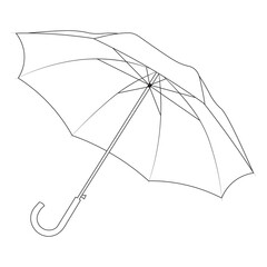 Vector hand drawn illustration doodle umbrella. Black and white outline. Coloring for children