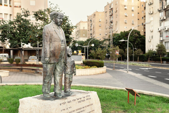 Rishon Lezion, Israel - September 9, 2022. Monument to David Ben-Gurion Israeli politician and statesman