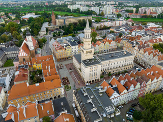 Opole Aerial View Market Square. Traditional Architecture Old Town from the Air. Upper Silesia. Poland. Europe.