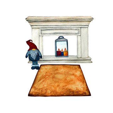 recommend clip art: Living Room Design with Natural Neutral Interior - Watercolor Illustration.