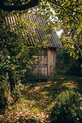 Rural old barn made of wood, building made of wood