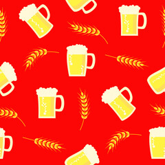 Vector - beer glass and corn seamless pattern.