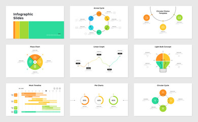 Fototapeta premium Vector Set of 9 Infographic Templates