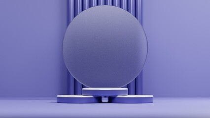 3d rendering platform display stand. podium mockup or pedestal and very peri color background for product showcase and presentation.