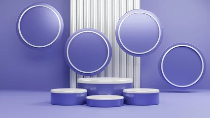 Cercles muraux Pantone 2022 very peri 3d rendering platform display stand. podium mockup or pedestal and very peri color background for product showcase and presentation.
