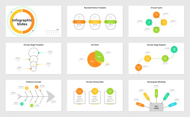Fototapeta premium Vector Set of 9 Infographic Templates
