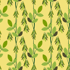 Vector - soya plants seamless pattern.
