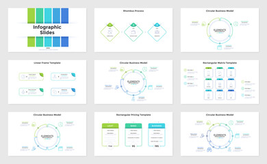 Vector Set of 9 Infographic Templates