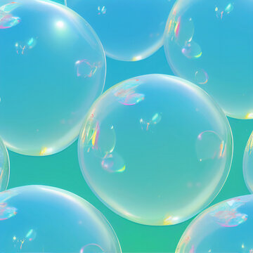3D rendering of colorful dreamy soap bubbles floating in the air, post-modern minimalist atmosphere. High-tech, surreal feel. Can be used for banners, wallpapers, posters, invitations, and cards.