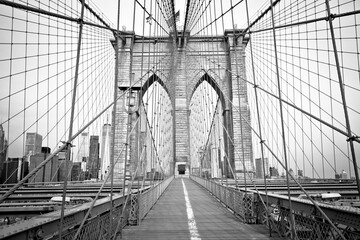Naklejka na ściany i meble Brooklyn bridge in New York City black and white view