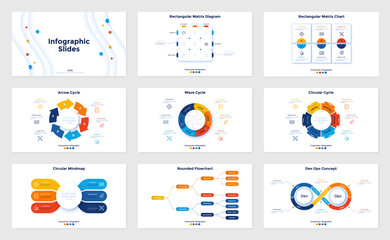Vector Set of 9 Infographic Templates