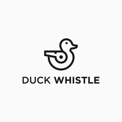 little duck logo combination with whistle vector design silhouette illustration 