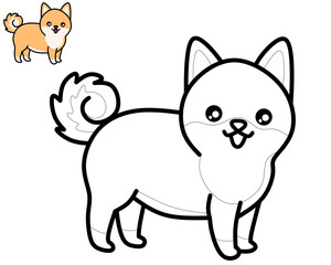 cute dog vector image, for coloring book.