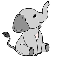 cute elephant vector image, for coloring book.