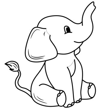 cute elephant vector image, for coloring book.