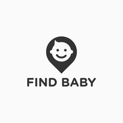baby logo with location find local icon vector illustration template